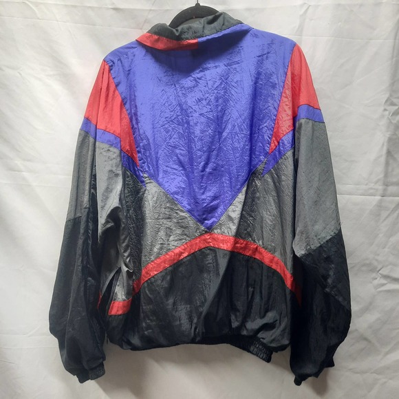VTG 80's Turnpoint Sports Colorblock Red Purple Black Gray wind suit jacket Lg - Picture 2 of 7